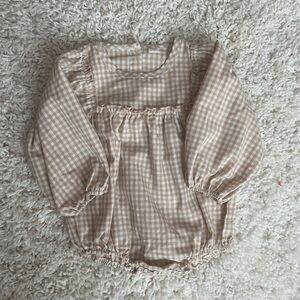 Beige gingham bubble romper 12-18 months